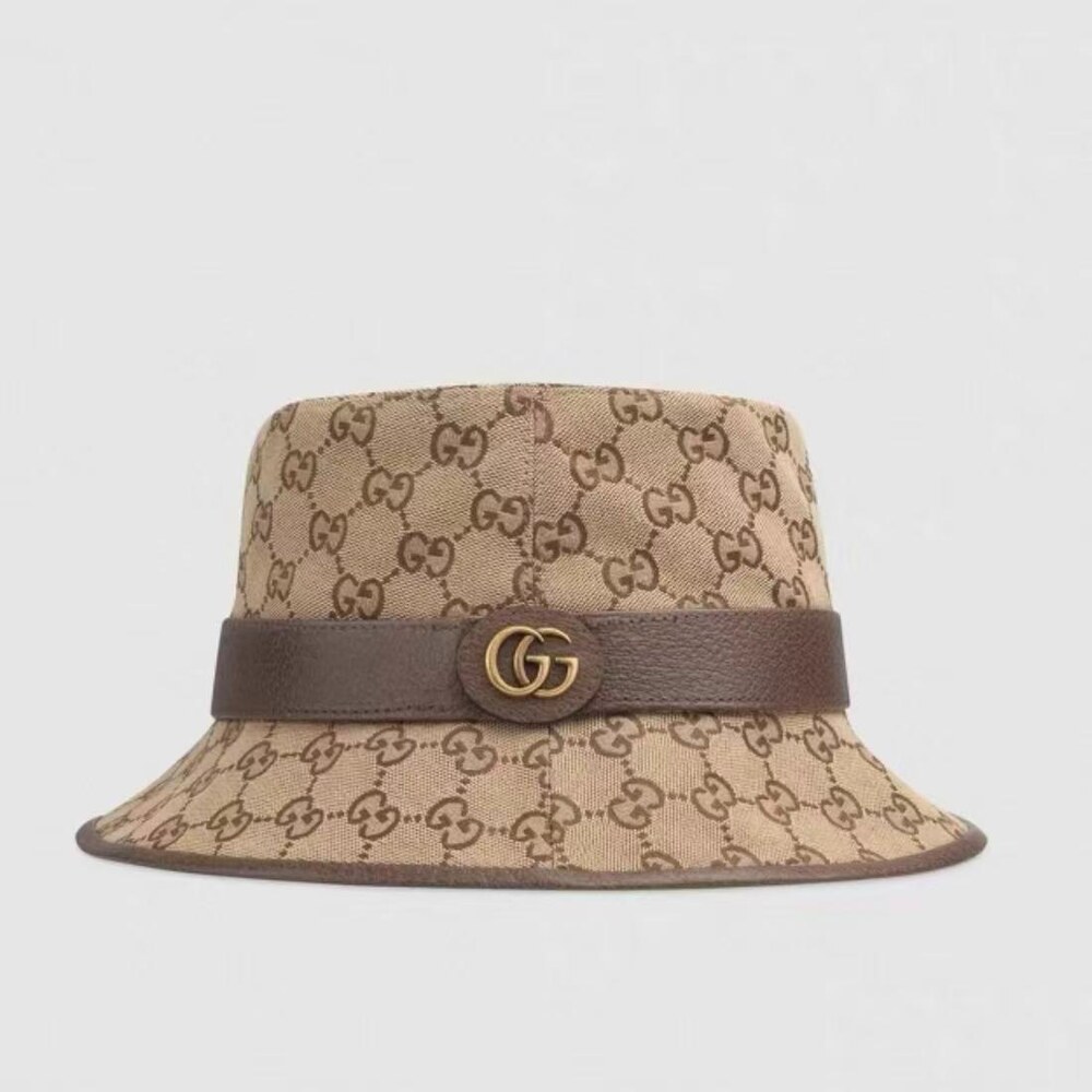 Gucci GG Canvas Bucket Hat with Leather Band